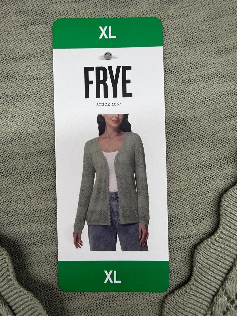 NWT FRYE Long Sleeve Button Up Sweater Cardigan Seagrass Green Womens XL - Picture 2 of 9
